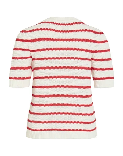 Vila - VIDalo O-Neck Stripe Strik - White Alyssum 